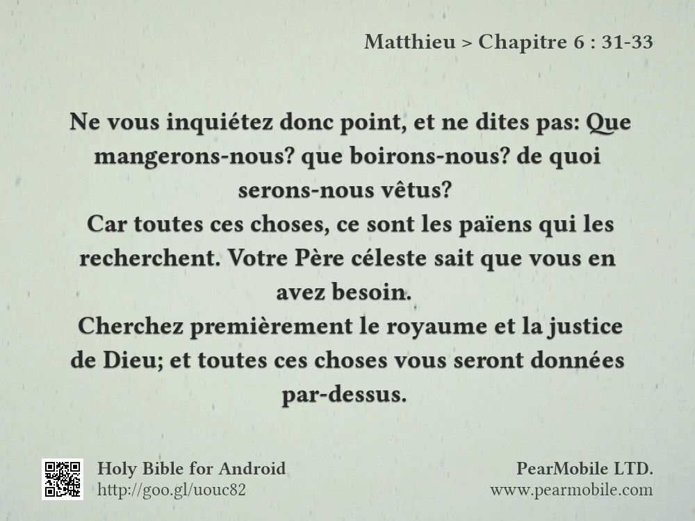 Matthieu, Chapitre 6:31-33